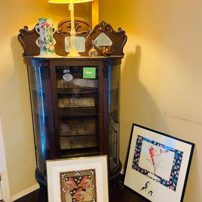 Lot 1: Beautiful Curio Cabinet, Art & More