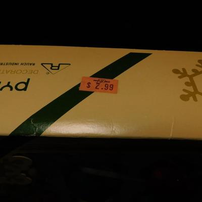 Box of 15 Vintage Pyramid Jumbo Christmas Ornaments Original Box