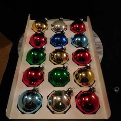 Box of 15 Vintage Pyramid Jumbo Christmas Ornaments Original Box