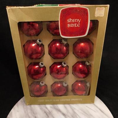 Vintage Shiny Brite 2" Red Ball Ornaments Pack of 12