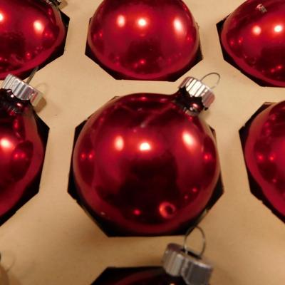 Vintage Shiny Brite 2" Red Ball Ornaments Pack of 12