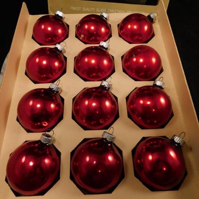 Vintage Shiny Brite 2" Red Ball Ornaments Pack of 12