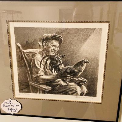 Lot 7: Charles Bank Wilson Art (3) Violin, Male & Rooster