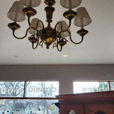 6 light brass hanging fixture