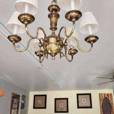 6 light brass hanging fixture