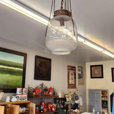 Antique Etched Glass Fixture