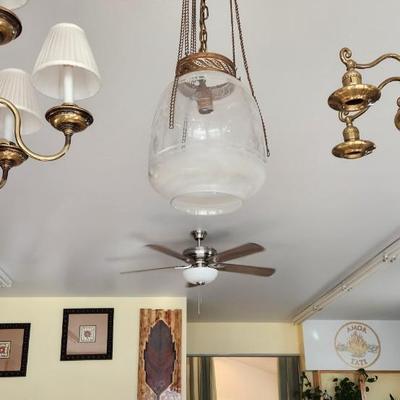 Antique Etched Glass Fixture