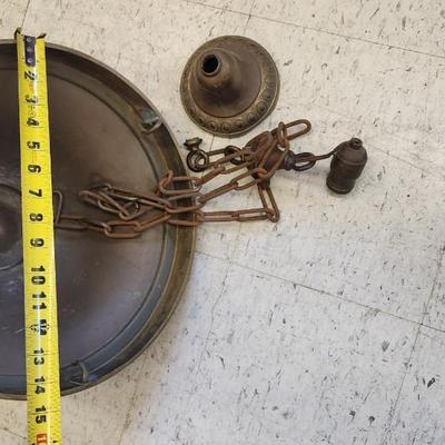 Antique Greek Key Hanging fixture - Brass