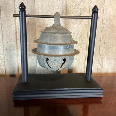 FA603 Antique Bronze Asian Elephant Bell on Stand