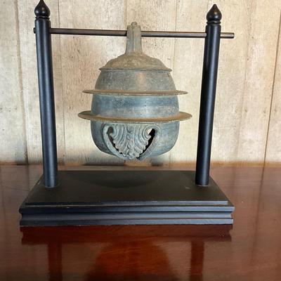 FA603 Antique Bronze Asian Elephant Bell on Stand