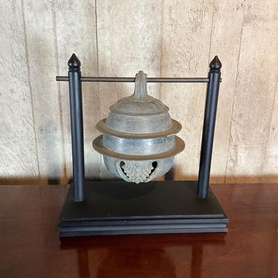 FA603 Antique Bronze Asian Elephant Bell on Stand