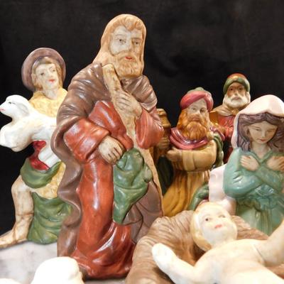 Vintage Porcelain Hand Painted Nativity Set