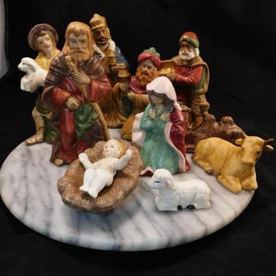Vintage Porcelain Hand Painted Nativity Set