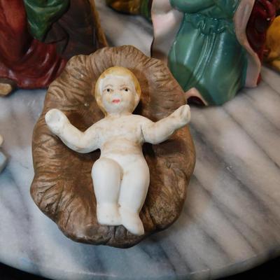 Vintage Porcelain Hand Painted Nativity Set