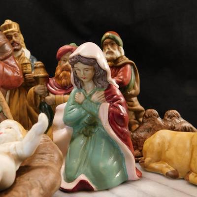 Vintage Porcelain Hand Painted Nativity Set