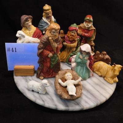 Vintage Porcelain Hand Painted Nativity Set
