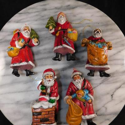 Lot of 10 Vintage Old World Santa Plastic Christmas Ornaments