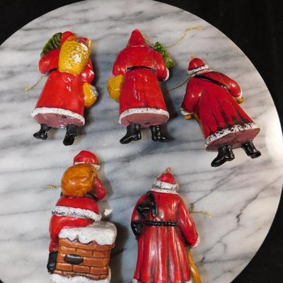 Lot of 10 Vintage Old World Santa Plastic Christmas Ornaments