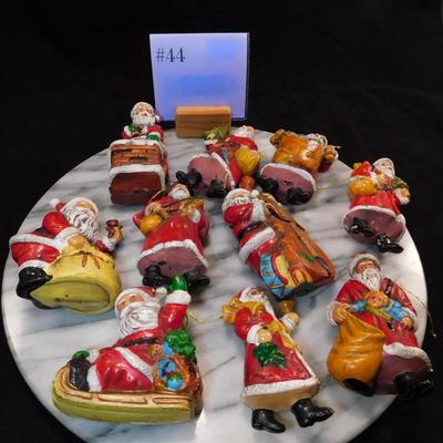 Lot of 10 Vintage Old World Santa Plastic Christmas Ornaments