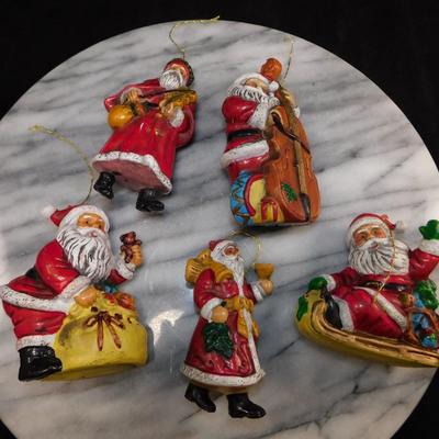 Lot of 10 Vintage Old World Santa Plastic Christmas Ornaments
