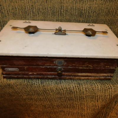 Antique Marble Top Apothecary Scale, No Cover or Drawer