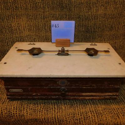 Antique Marble Top Apothecary Scale, No Cover or Drawer