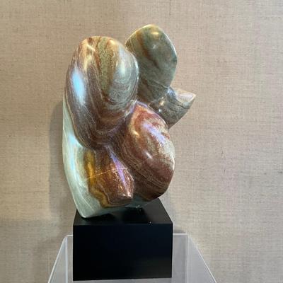 FA606 Vintage Abstract Marble Sculpture Statue on Lucite Stand