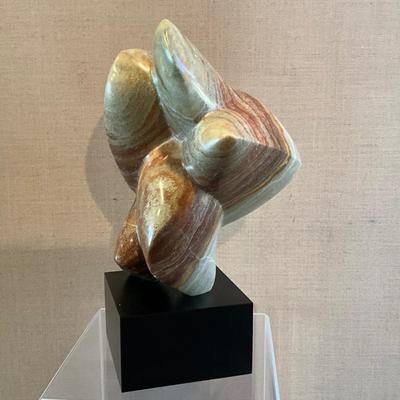 FA606 Vintage Abstract Marble Sculpture Statue on Lucite Stand