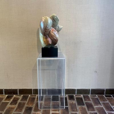FA606 Vintage Abstract Marble Sculpture Statue on Lucite Stand