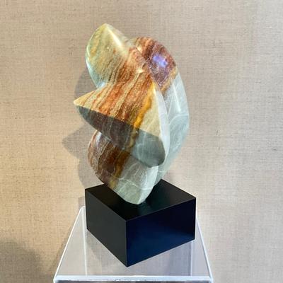 FA606 Vintage Abstract Marble Sculpture Statue on Lucite Stand