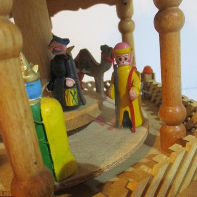 Christmas Pyramid Tower Nativity 3 Tier Wood Windmill Carousel Christmas Decor