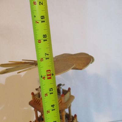 Christmas Pyramid Tower Nativity 3 Tier Wood Windmill Carousel Christmas Decor