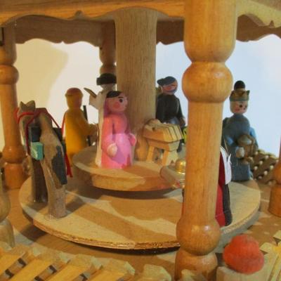 Christmas Pyramid Tower Nativity 3 Tier Wood Windmill Carousel Christmas Decor