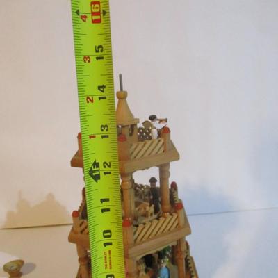 Christmas Pyramid Tower Nativity 3 Tier Wood Windmill Carousel Christmas Decor