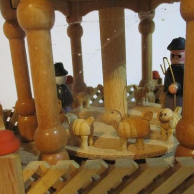 Christmas Pyramid Tower Nativity 3 Tier Wood Windmill Carousel Christmas Decor