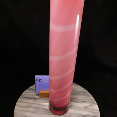 Engraved Kosta Boda Pink Swirl Vase By Anna Ehrner 15.5" Numbered