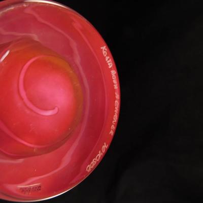 Engraved Kosta Boda Pink Swirl Vase By Anna Ehrner 15.5" Numbered