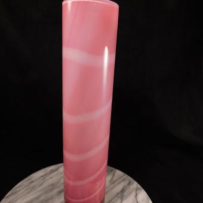 Engraved Kosta Boda Pink Swirl Vase By Anna Ehrner 15.5" Numbered