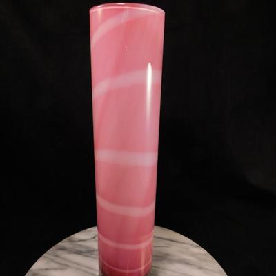 Engraved Kosta Boda Pink Swirl Vase By Anna Ehrner 15.5" Numbered
