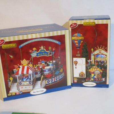 Used Lemax The Tea Cups & Balloon Ride With Original Box