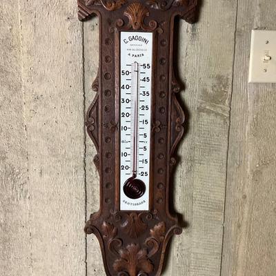 FA616 Antique Hand carved French C. Gaggini Paris Barometer