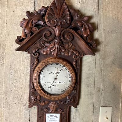 FA616 Antique Hand carved French C. Gaggini Paris Barometer