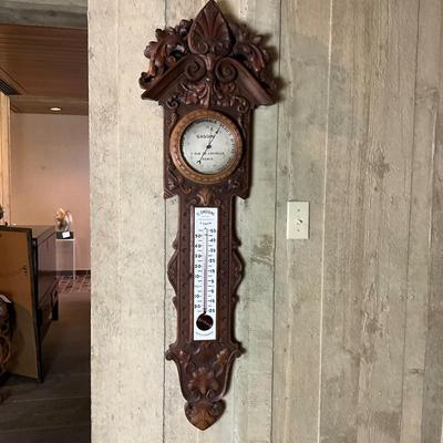FA616 Antique Hand carved French C. Gaggini Paris Barometer