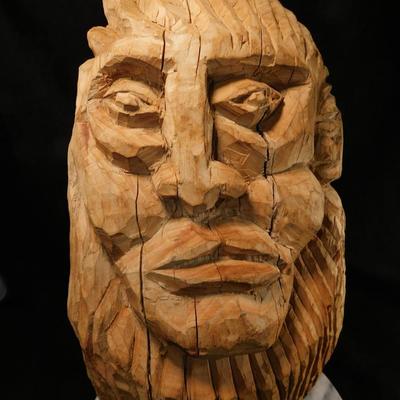 Randall Chavez "Sun God" Apple Wood Cherokee Carving