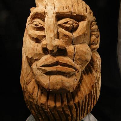 Randall Chavez "Sun God" Apple Wood Cherokee Carving