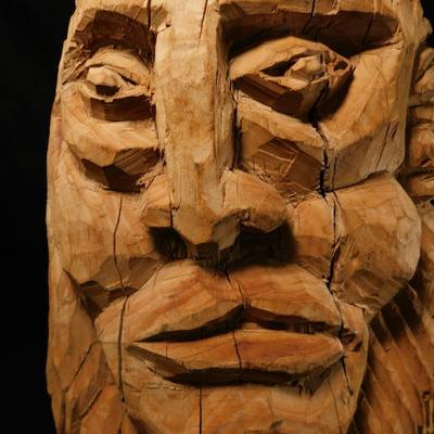 Randall Chavez "Sun God" Apple Wood Cherokee Carving
