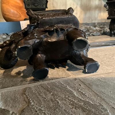 FA617 Pair of Antique Asian Bronze Elephant Urns