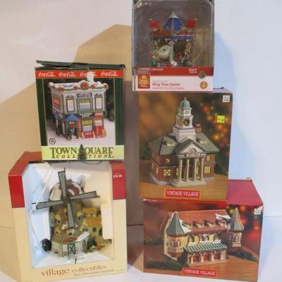 Holiday Time Figurines & Buildings With Original Boxes