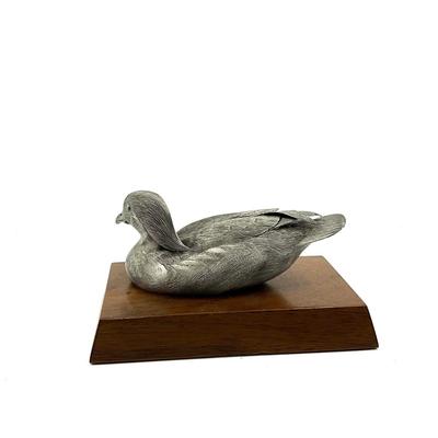 O627 Vintage Hand carved Hooded Merganser Pewter Decoy by Jim Sprankle
