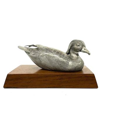 O627 Vintage Hand carved Hooded Merganser Pewter Decoy by Jim Sprankle